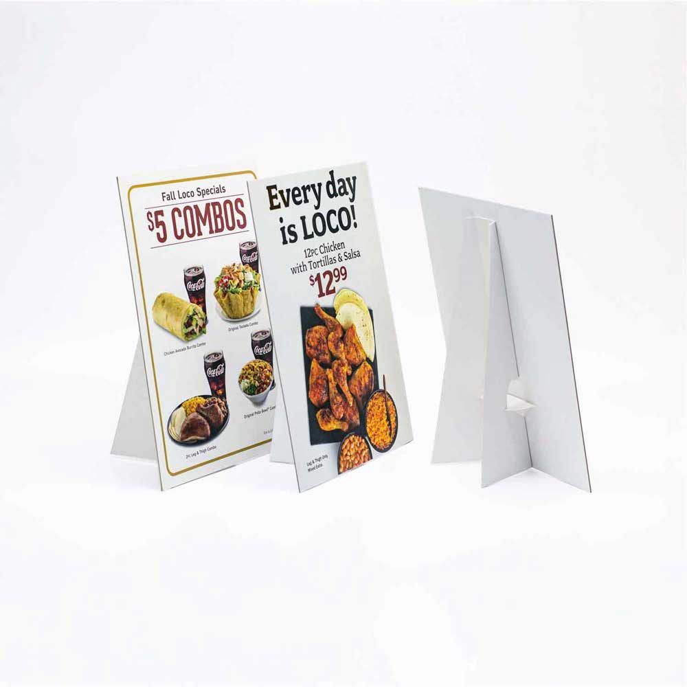 Printed retail counter cards produced by Avantgarde Printing